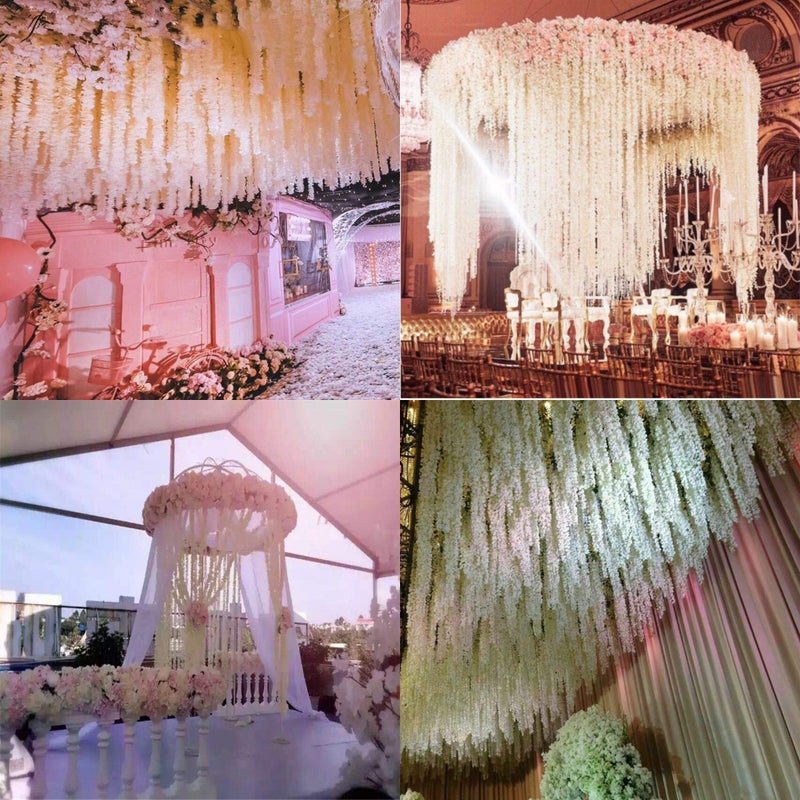 LUSHIDI 32.8Ft Artificial Silk Wisteria Vine Hanging Flowers Garland Home Outdoor Wedding Arch Garden Wall Decor,Pack of 10 (Purple) - Image 3